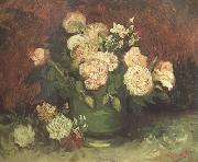 Vincent Van Gogh Bowl wtih Peonies and Roses (nn04) oil on canvas